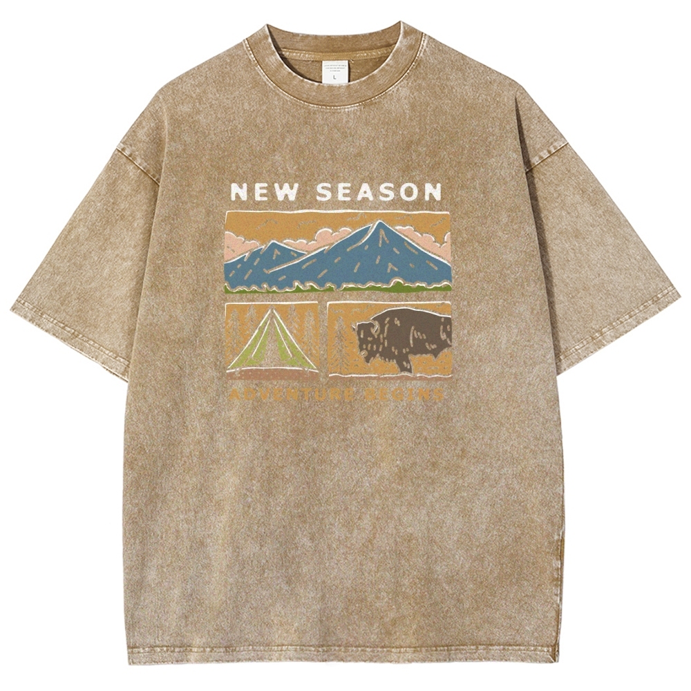 Washed T-Shirt | Forest Adventure Camping Unisex Fit TEE | TIDESENCE