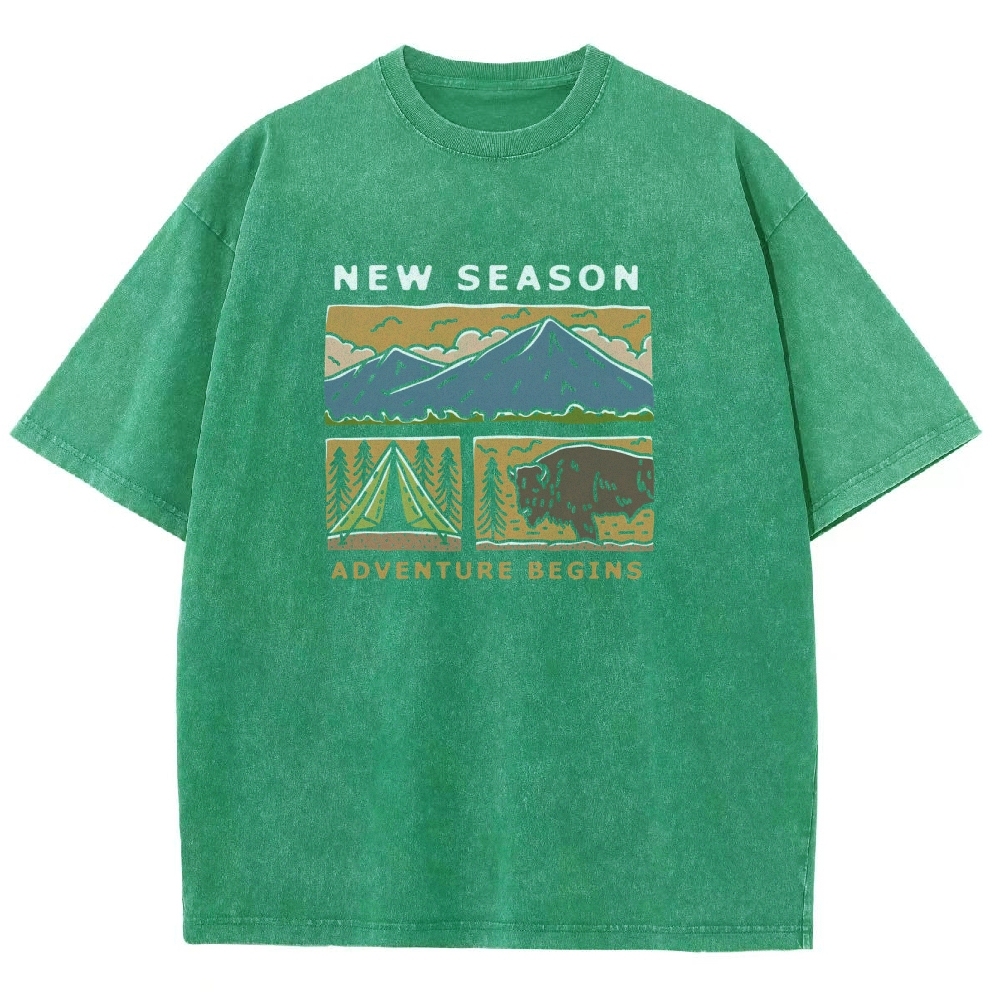 Washed T-Shirt | Forest Adventure Camping Unisex Fit TEE | TIDESENCE