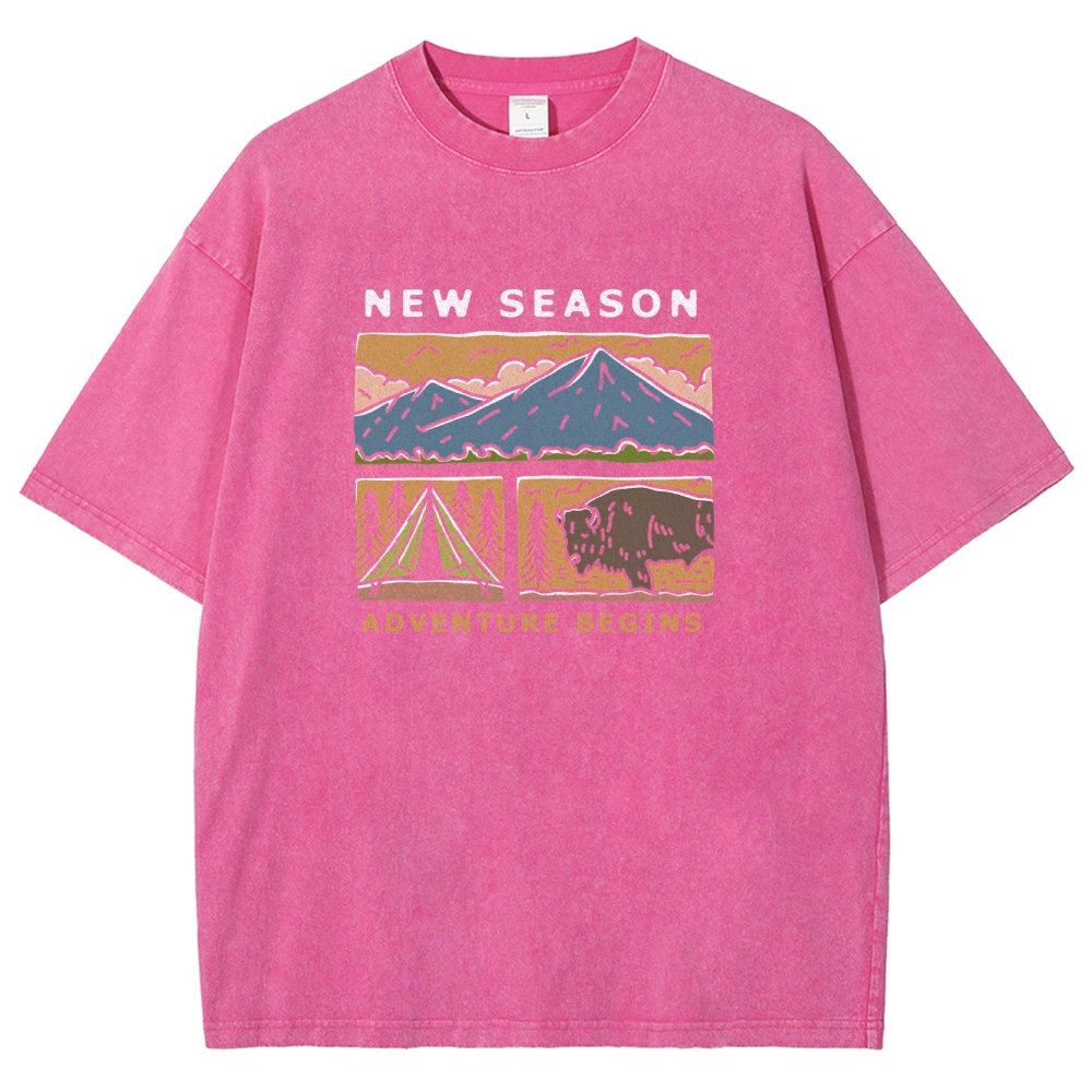 Washed T-Shirt | Forest Adventure Camping Unisex Fit TEE | TIDESENCE