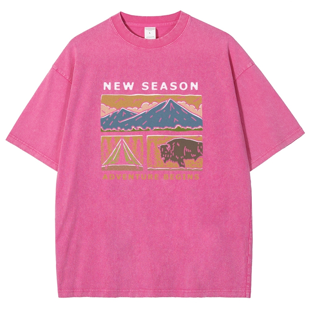Washed T-Shirt | Forest Adventure Camping Unisex Fit TEE | TIDESENCE
