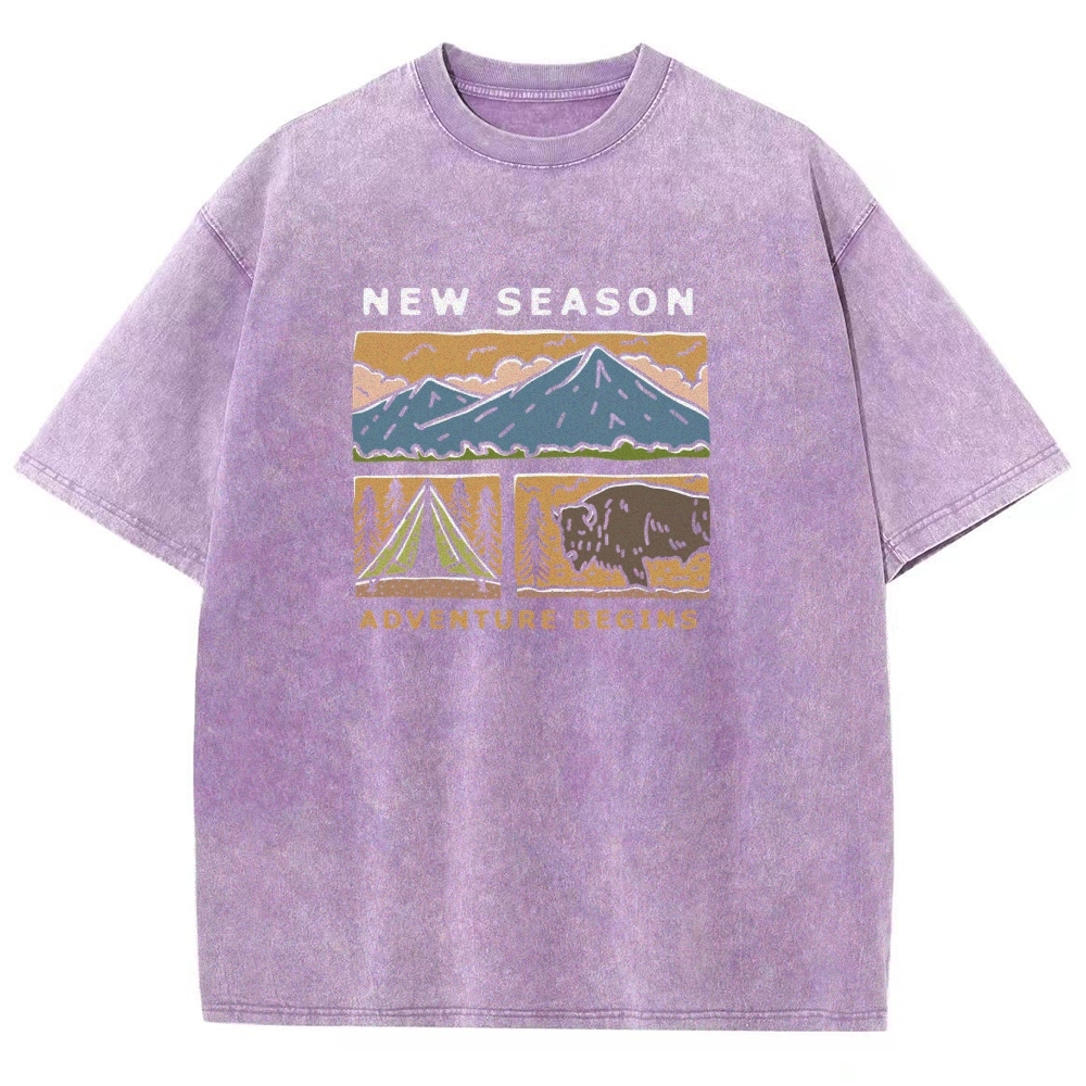 Washed T-Shirt | Forest Adventure Camping Unisex Fit TEE | TIDESENCE