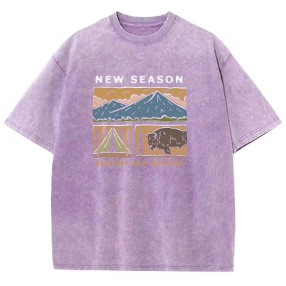 Washed T-Shirt | Forest Adventure Camping Unisex Fit TEE | TIDESENCE