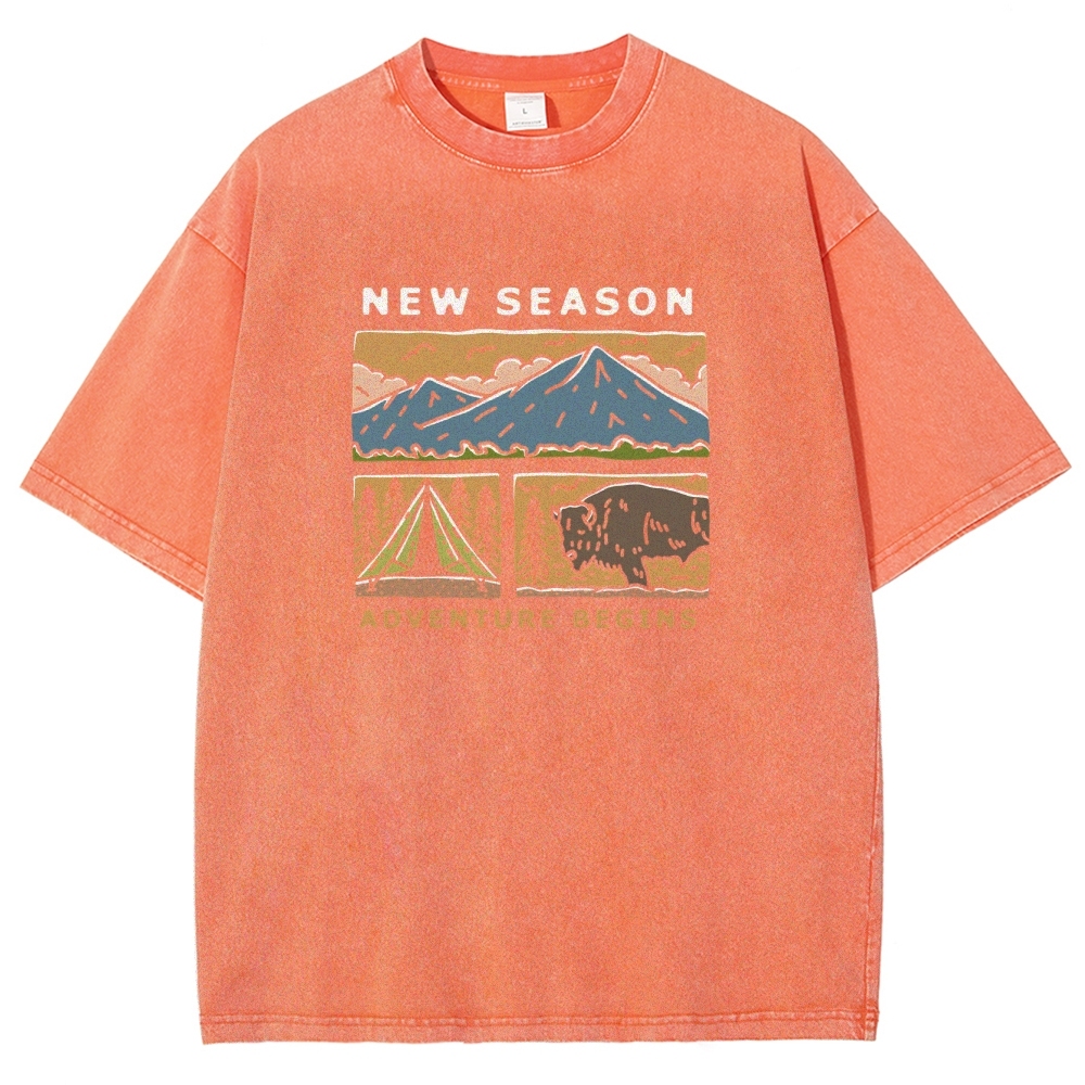 Washed T-Shirt | Forest Adventure Camping Unisex Fit TEE | TIDESENCE