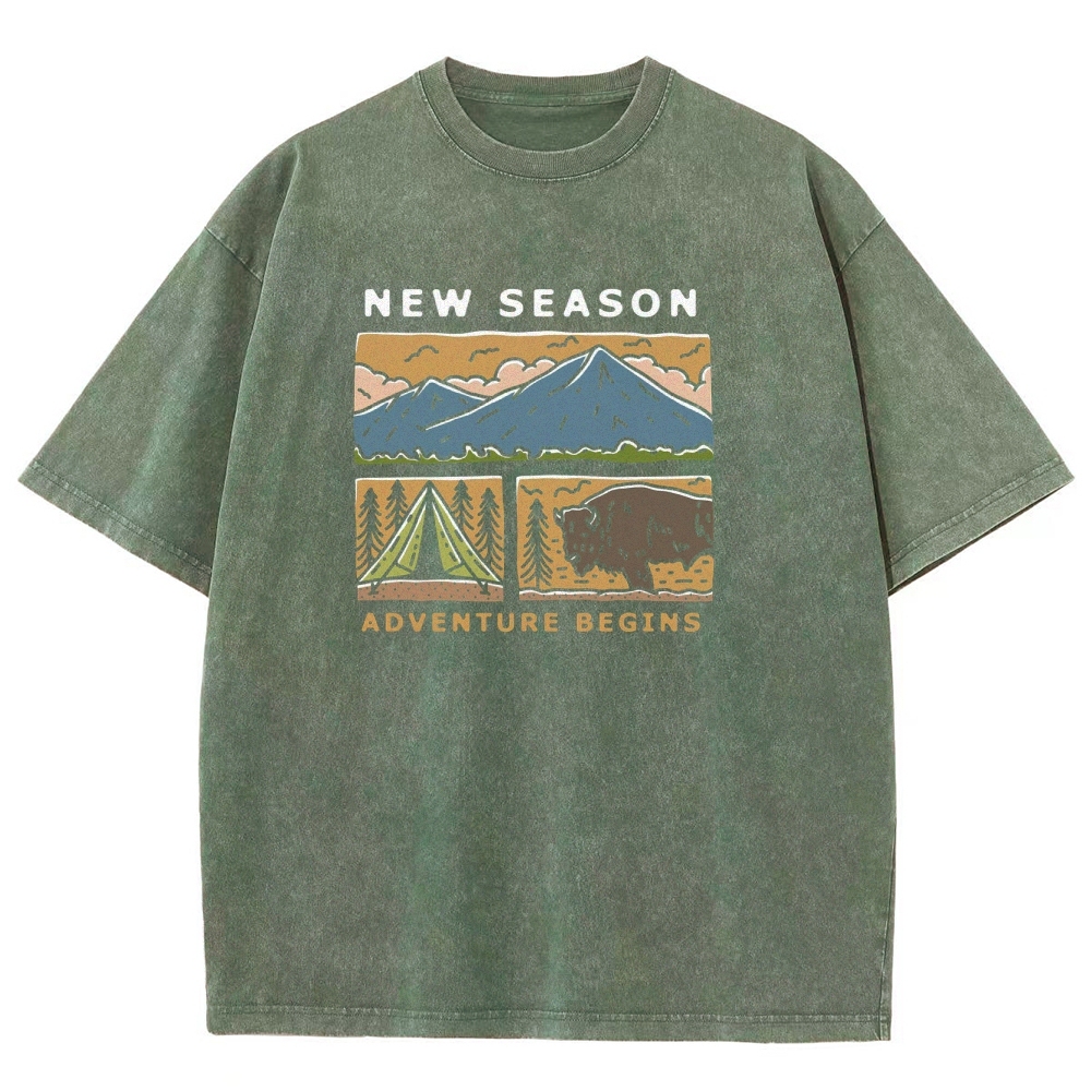 Washed T-Shirt | Forest Adventure Camping Unisex Fit TEE | TIDESENCE