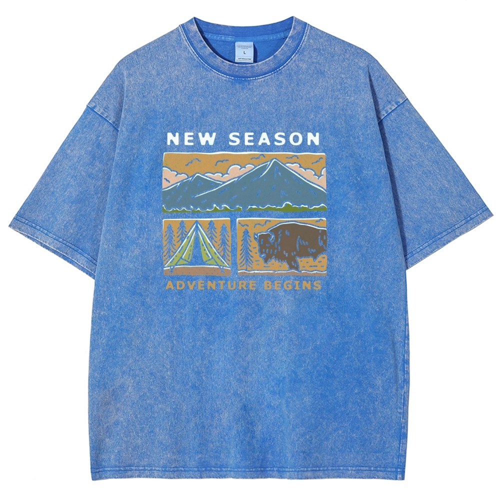 Washed T-Shirt | Forest Adventure Camping Unisex Fit TEE | TIDESENCE