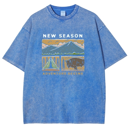 Washed T-Shirt | Forest Adventure Camping Unisex Fit TEE | TIDESENCE