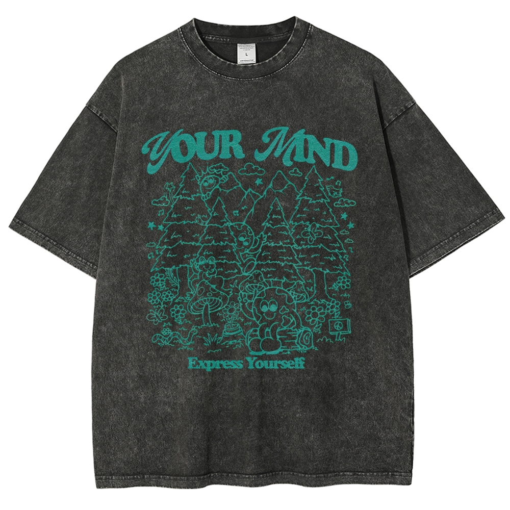 Washed T-Shirt | Forest Mushrooms Unisex Fit TEE | TIDESENCE