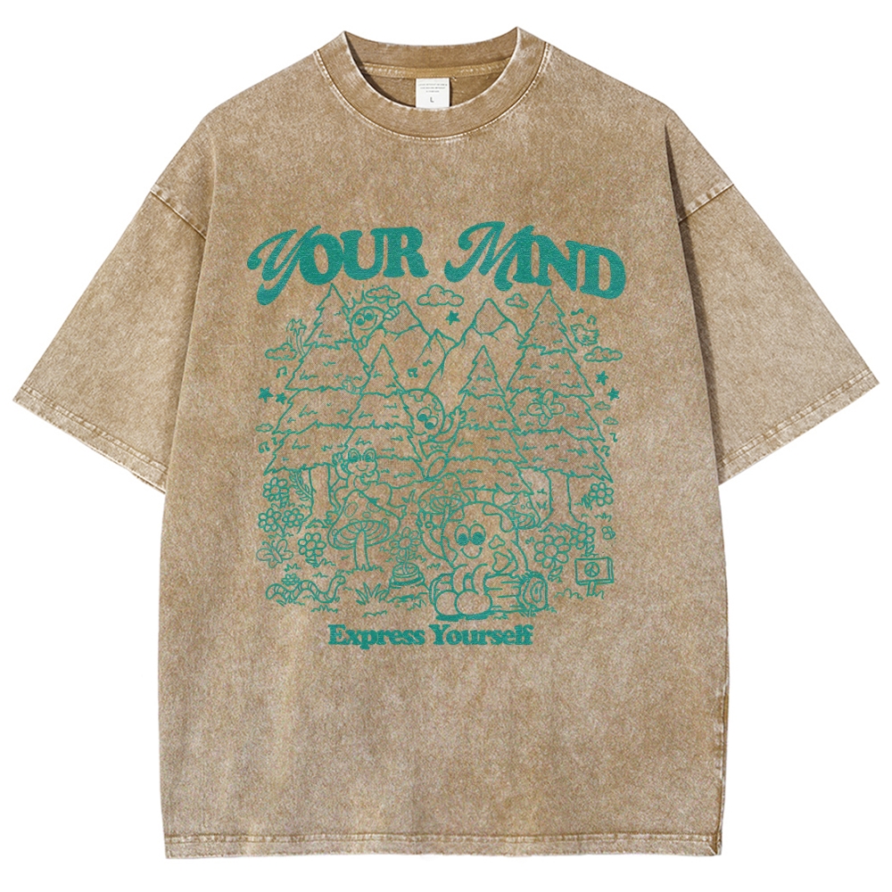 Washed T-Shirt | Forest Mushrooms Unisex Fit TEE | TIDESENCE