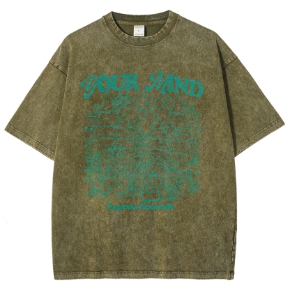 Washed T-Shirt | Forest Mushrooms Unisex Fit TEE | TIDESENCE
