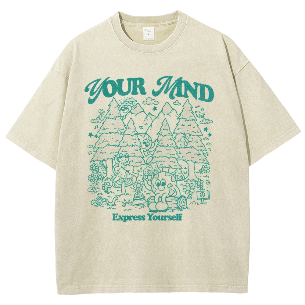 Washed T-Shirt | Forest Mushrooms Unisex Fit TEE | TIDESENCE
