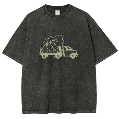 Washed T-Shirt | Forest Adventure Unisex Fit TEE | TIDESENCE