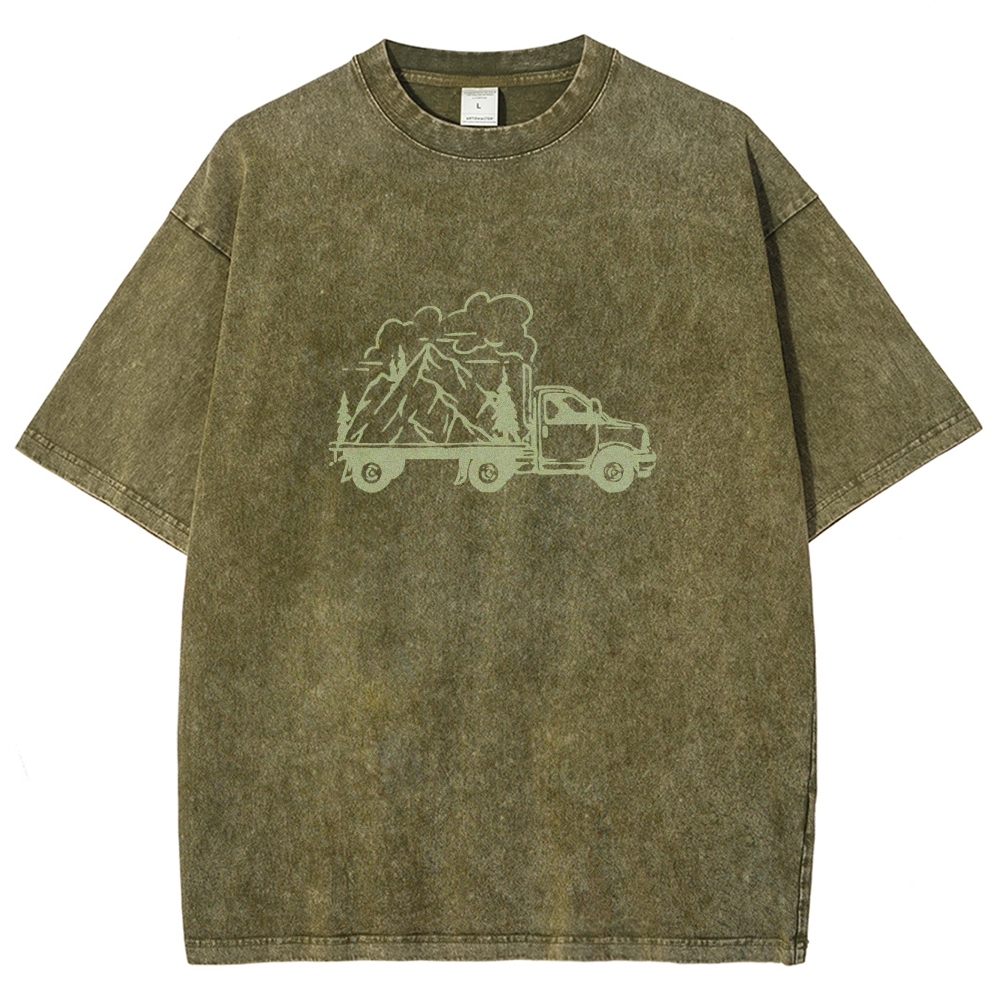 Washed T-Shirt | Forest Adventure Unisex Fit TEE | TIDESENCE