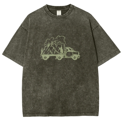 Washed T-Shirt | Forest Adventure Unisex Fit TEE | TIDESENCE