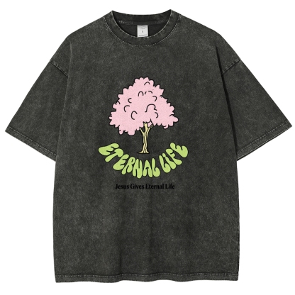 Washed T-Shirt | Eternal Life Forest Unisex Fit TEE | TIDESENCE