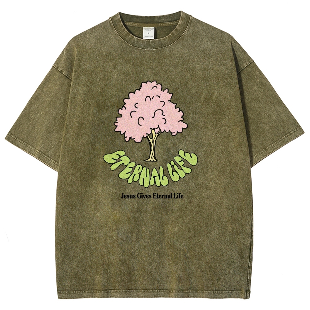 Washed T-Shirt | Eternal Life Forest Unisex Fit TEE | TIDESENCE