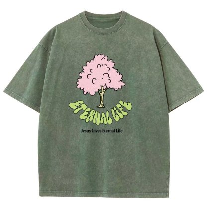Washed T-Shirt | Eternal Life Forest Unisex Fit TEE | TIDESENCE