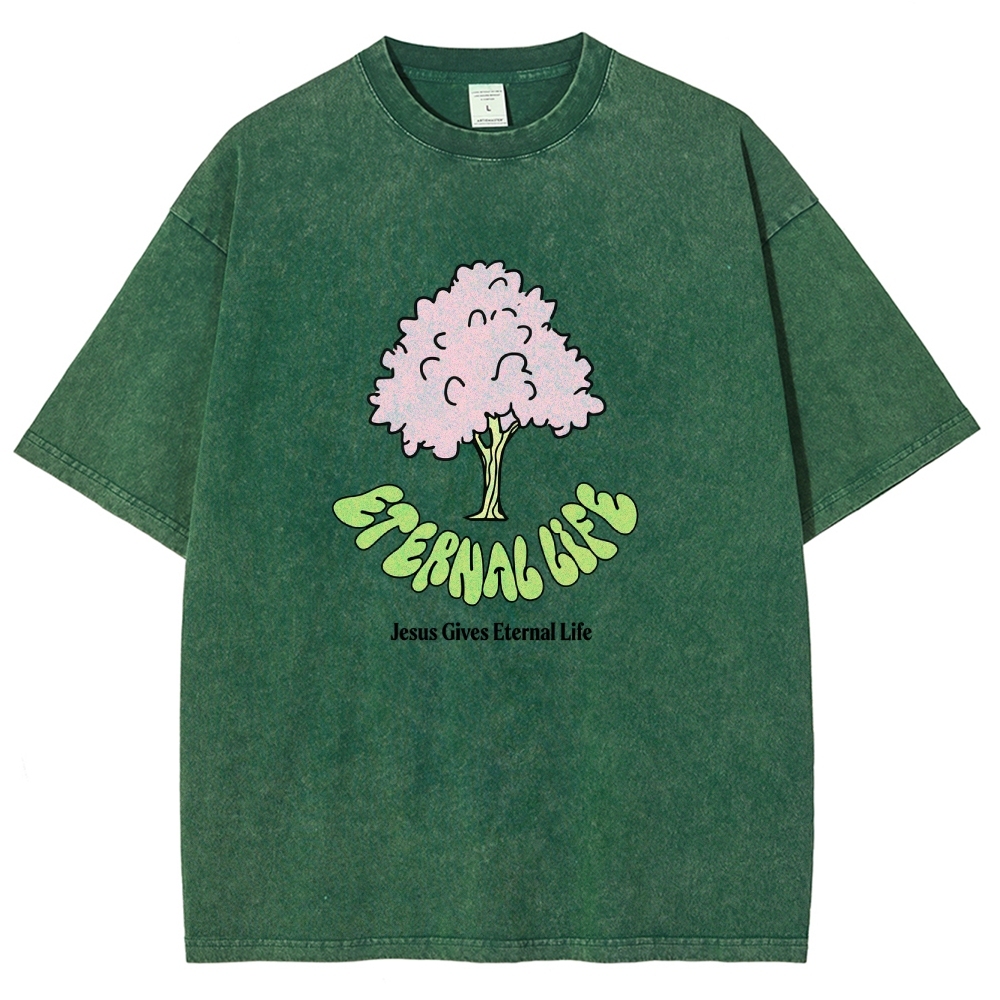 Washed T-Shirt | Eternal Life Forest Unisex Fit TEE | TIDESENCE