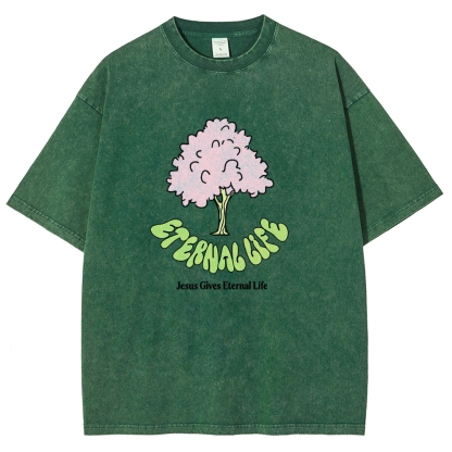Washed T-Shirt | Eternal Life Forest Unisex Fit TEE | TIDESENCE