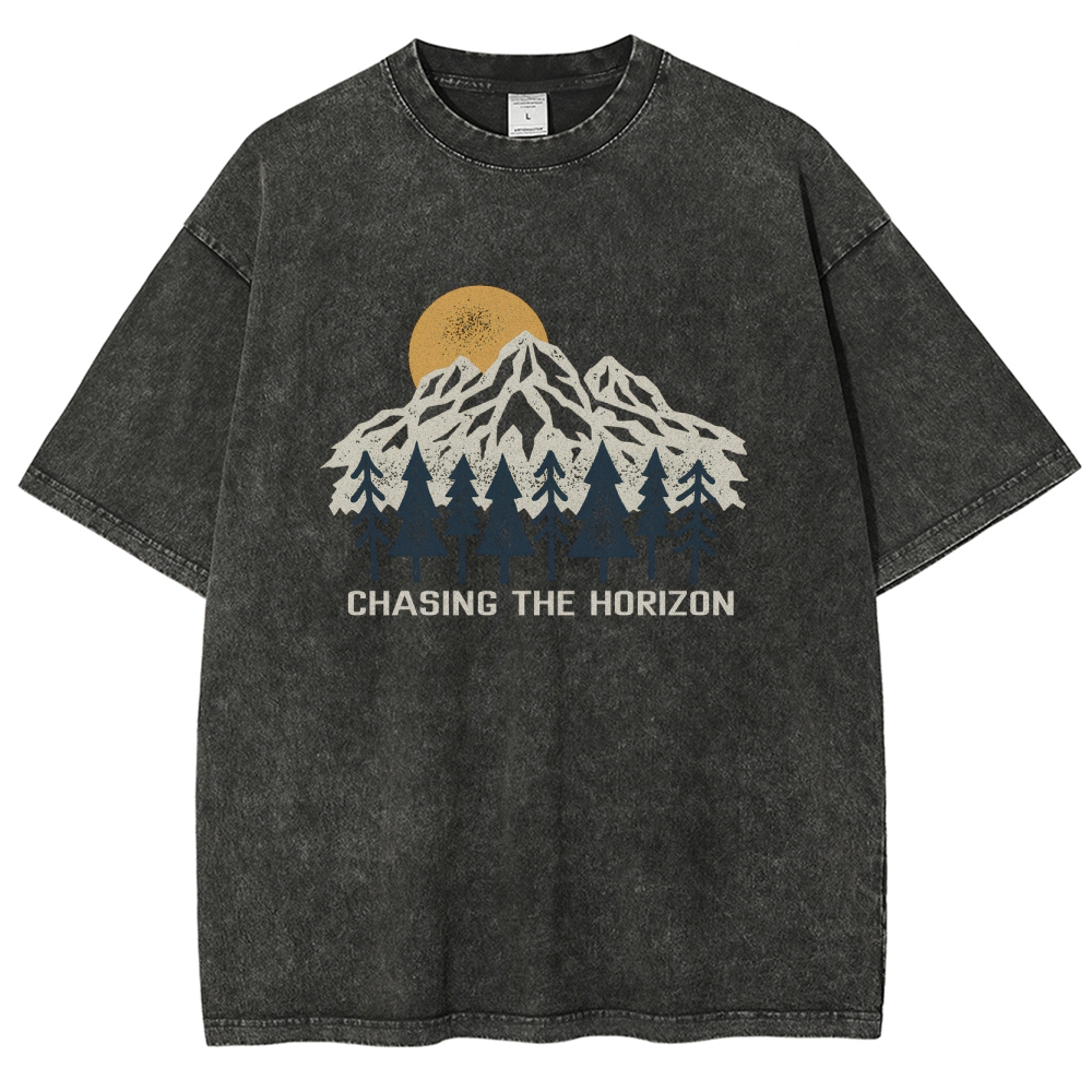 Washed T-Shirt | Unisex Fit Chase The Horizon TEE | TIDESENCE