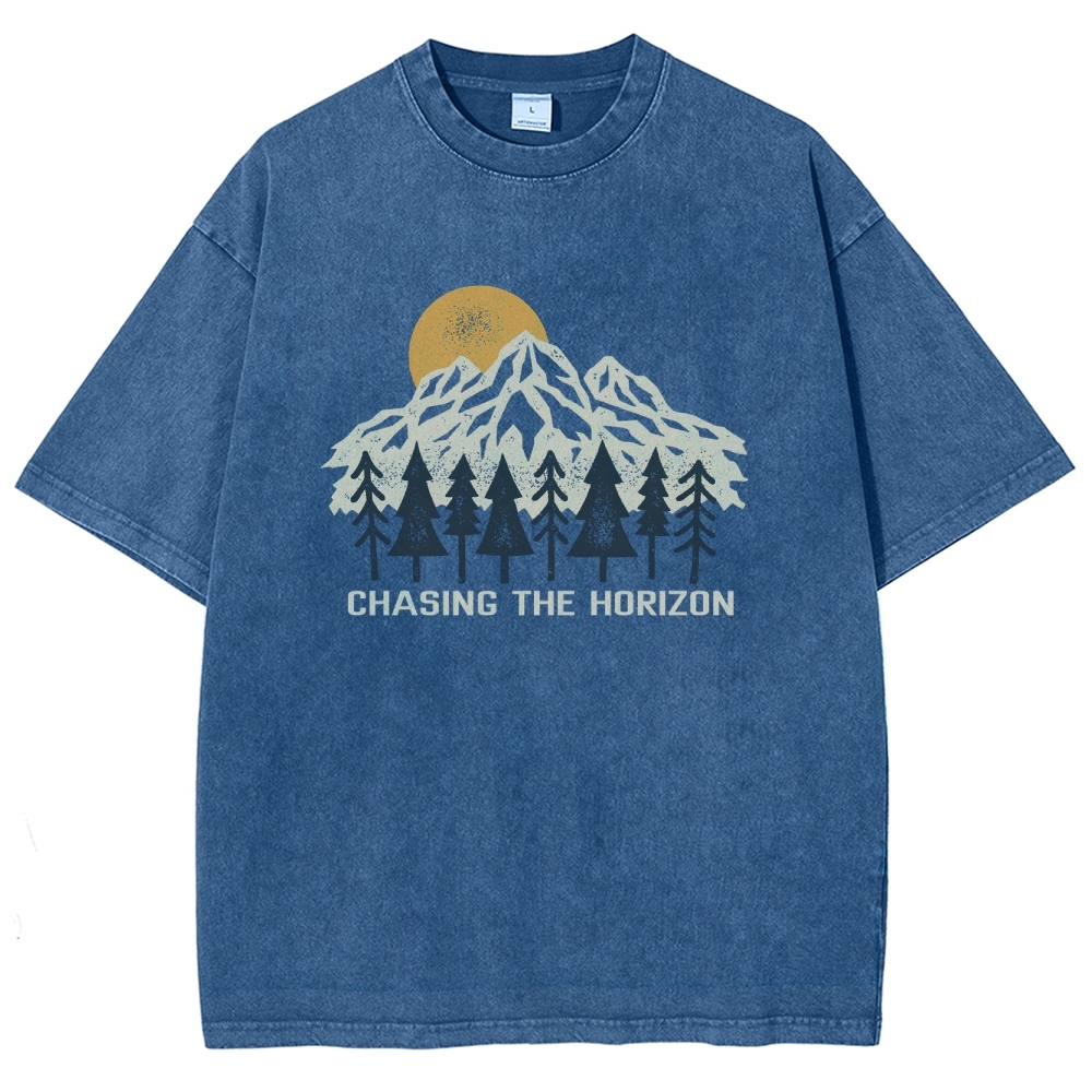 Washed T-Shirt | Unisex Fit Chase The Horizon TEE | TIDESENCE