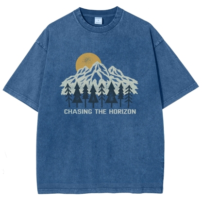 Washed T-Shirt | Unisex Fit Chase The Horizon TEE | TIDESENCE