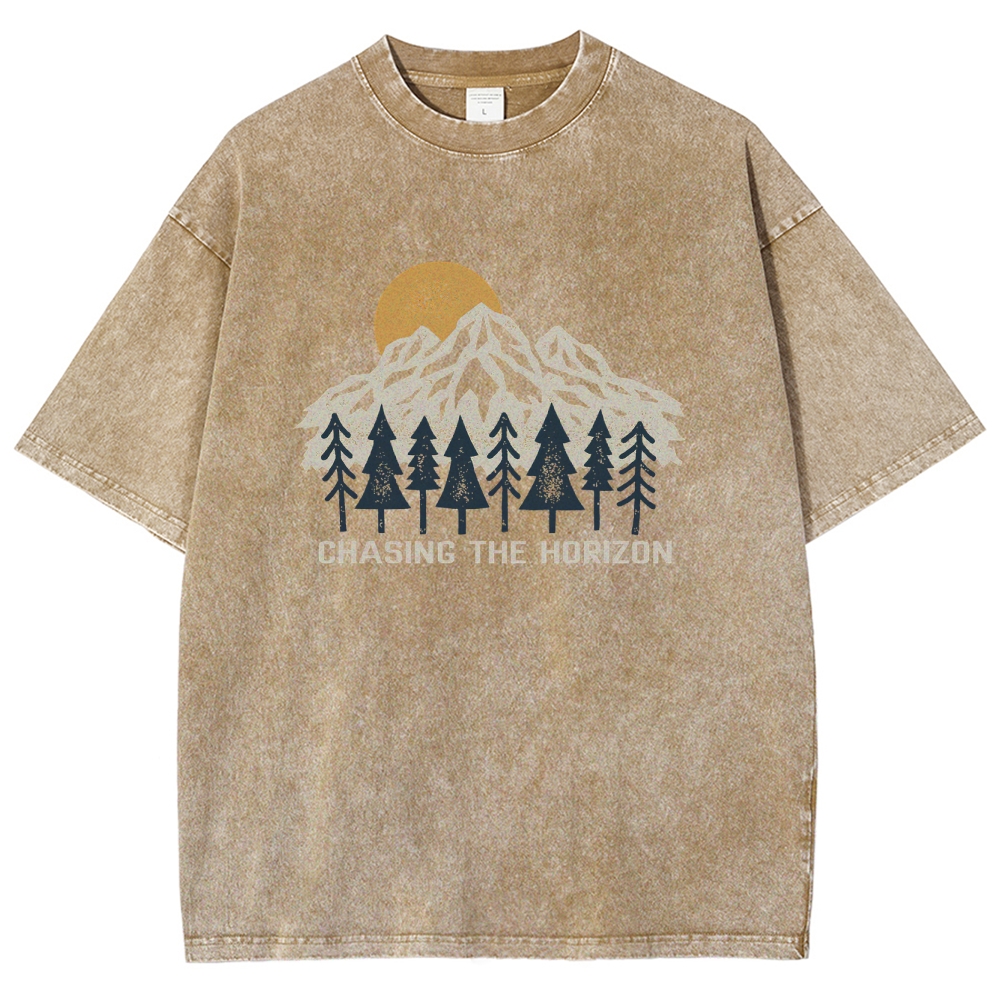 Washed T-Shirt | Unisex Fit Chase The Horizon TEE | TIDESENCE