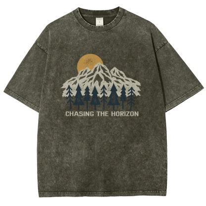 Washed T-Shirt | Unisex Fit Chase The Horizon TEE | TIDESENCE