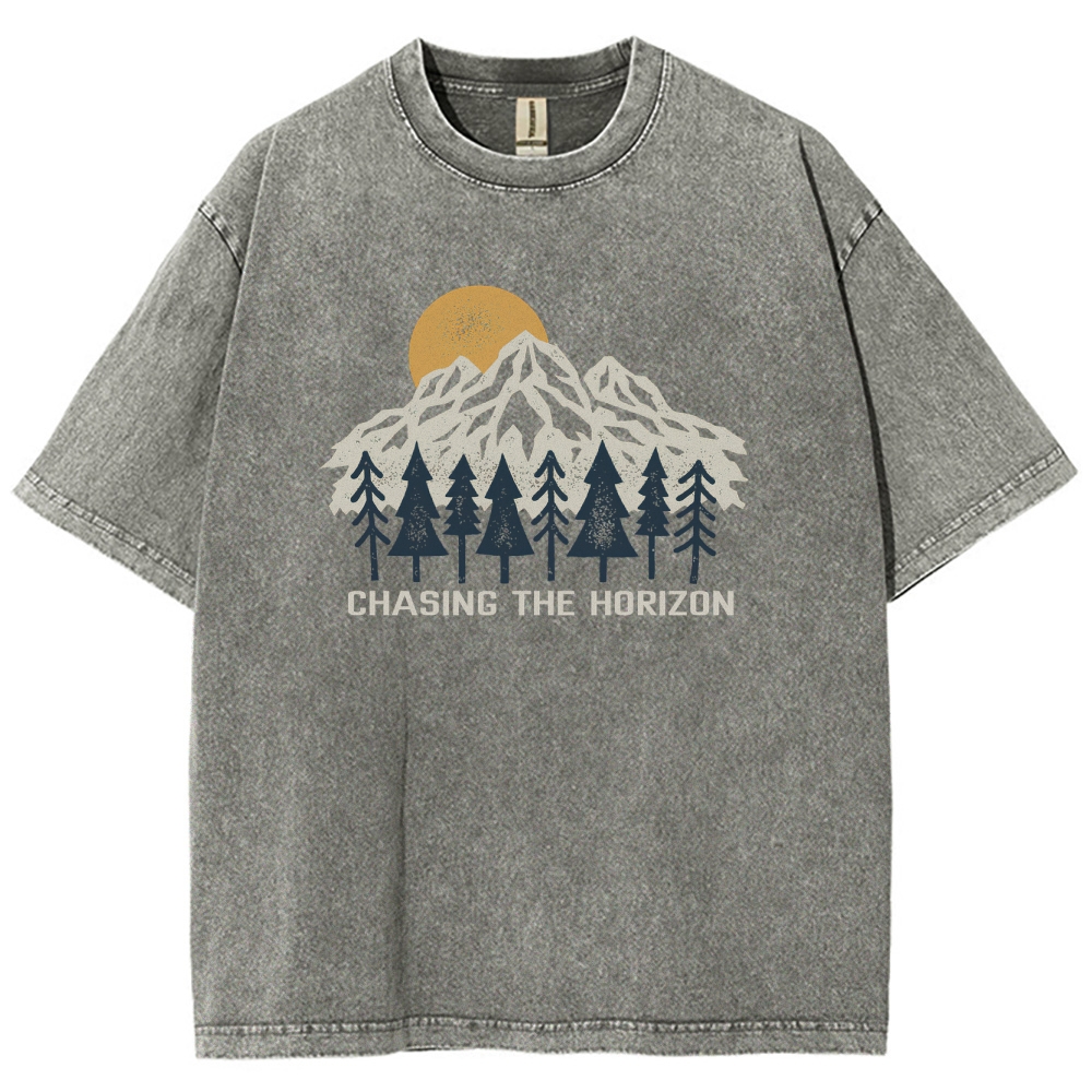 Washed T-Shirt | Unisex Fit Chase The Horizon TEE | TIDESENCE
