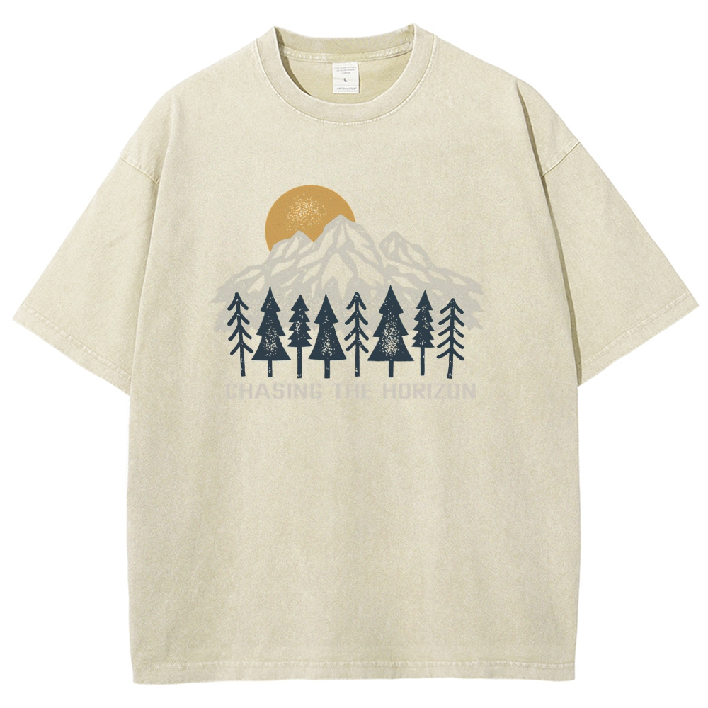 Washed T-Shirt | Unisex Fit Chase The Horizon TEE | TIDESENCE