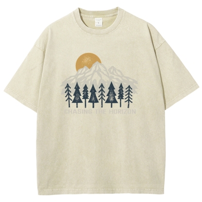 Washed T-Shirt | Unisex Fit Chase The Horizon TEE | TIDESENCE