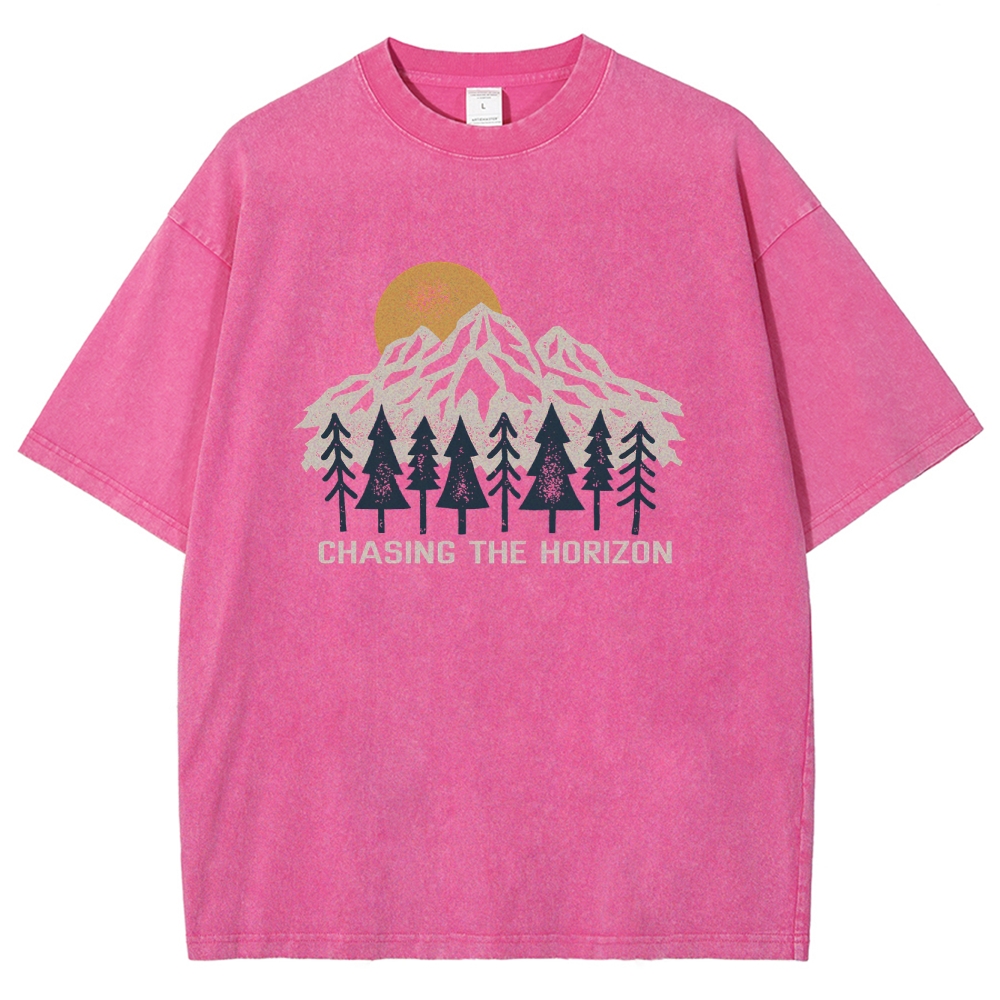 Washed T-Shirt | Unisex Fit Chase The Horizon TEE | TIDESENCE
