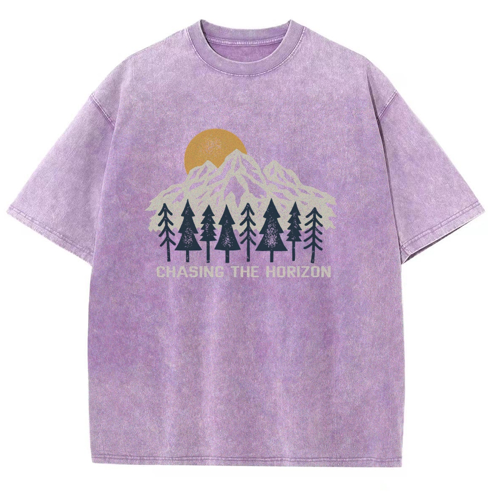 Washed T-Shirt | Unisex Fit Chase The Horizon TEE | TIDESENCE