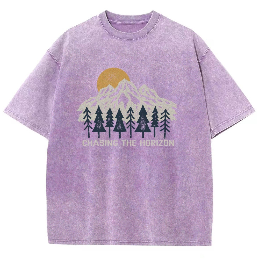Washed T-Shirt | Unisex Fit Chase The Horizon TEE | TIDESENCE