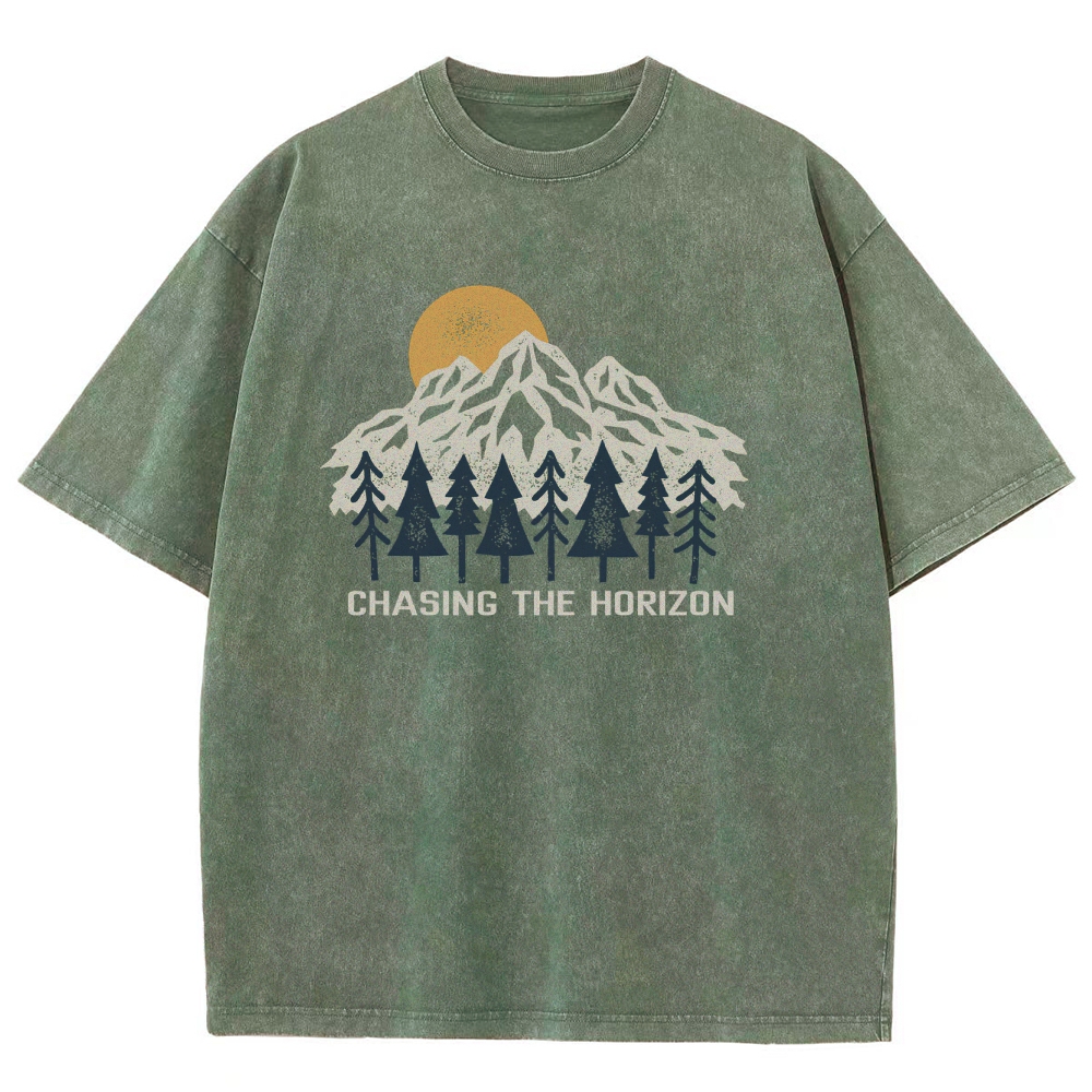Washed T-Shirt | Unisex Fit Chase The Horizon TEE | TIDESENCE