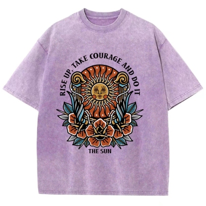 Washed T-Shirt | Unisex Fit Hippie Sun TEE | TIDESENCE