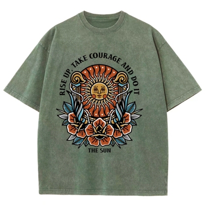 Washed T-Shirt | Unisex Fit Hippie Sun TEE | TIDESENCE