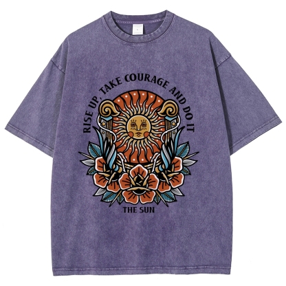 Washed T-Shirt | Unisex Fit Hippie Sun TEE | TIDESENCE