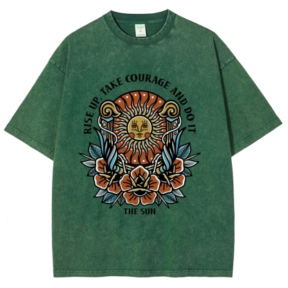 Washed T-Shirt | Unisex Fit Hippie Sun TEE | TIDESENCE