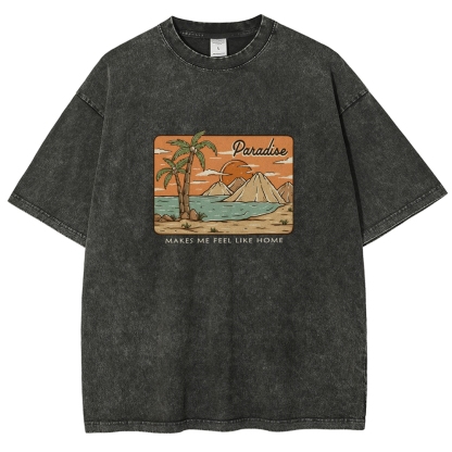 Washed T-Shirt | Unisex Fit Landscape Paradise TEE | TIDESENCE