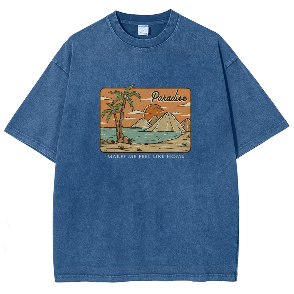 Washed T-Shirt | Unisex Fit Landscape Paradise TEE | TIDESENCE