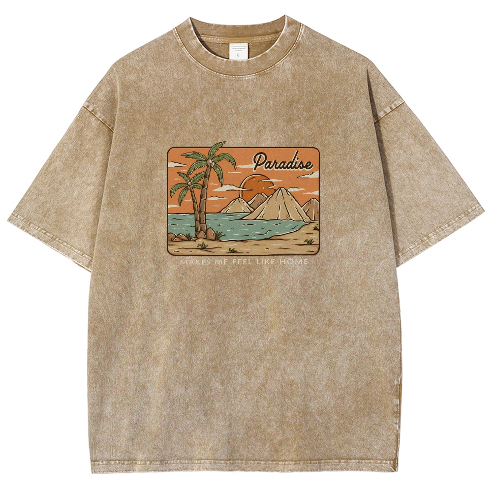 Washed T-Shirt | Unisex Fit Landscape Paradise TEE | TIDESENCE