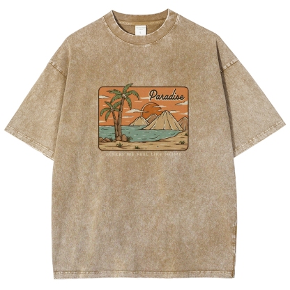 Washed T-Shirt | Unisex Fit Landscape Paradise TEE | TIDESENCE