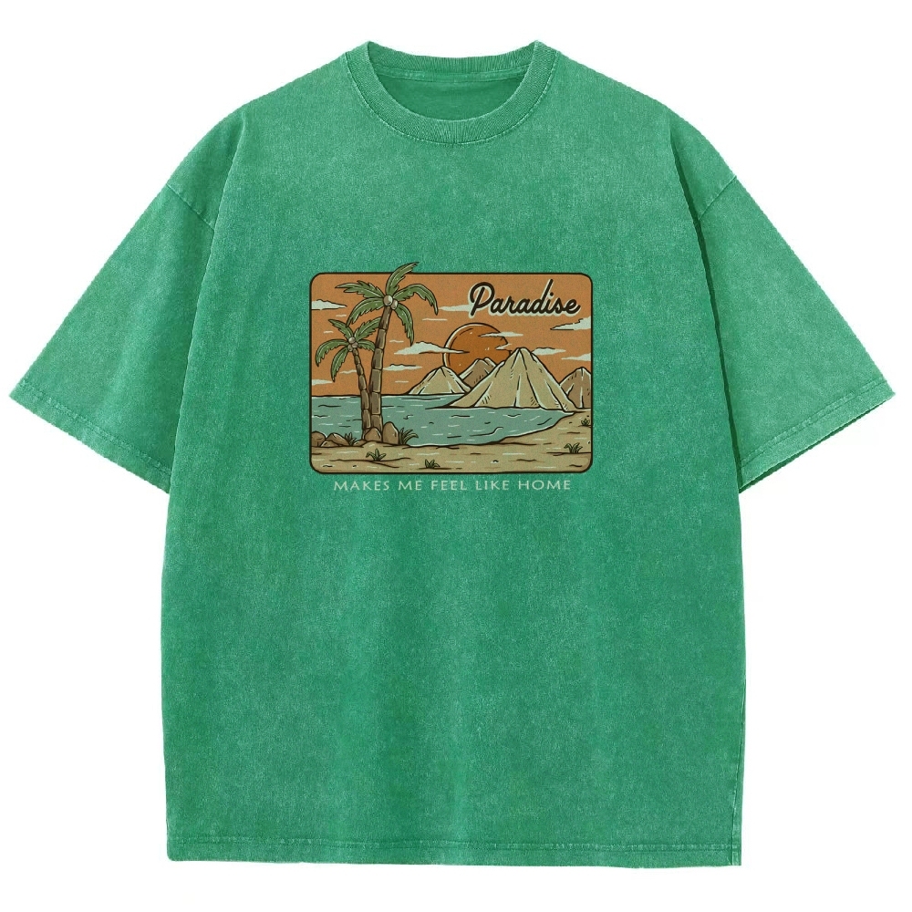 Washed T-Shirt | Unisex Fit Landscape Paradise TEE | TIDESENCE