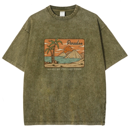 Washed T-Shirt | Unisex Fit Landscape Paradise TEE | TIDESENCE