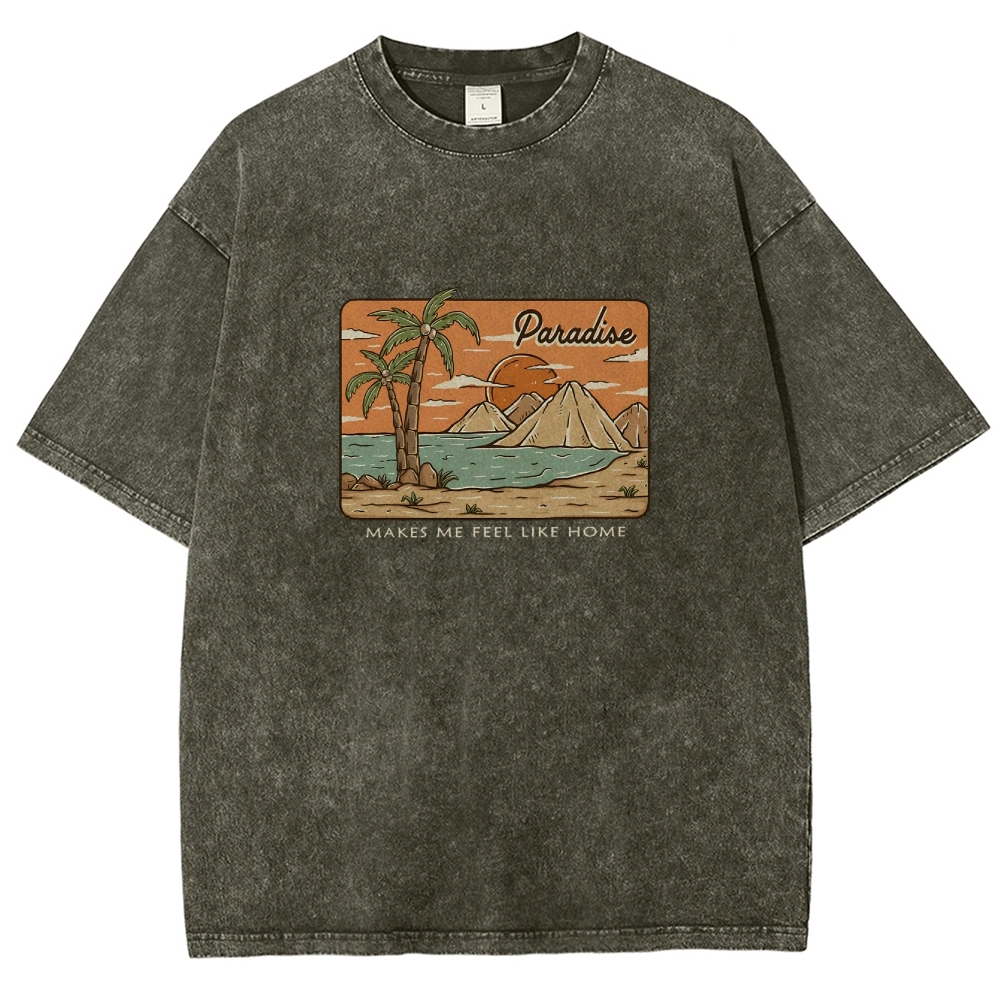 Washed T-Shirt | Unisex Fit Landscape Paradise TEE | TIDESENCE