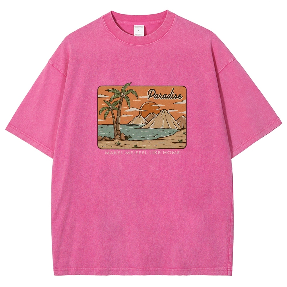 Washed T-Shirt | Unisex Fit Landscape Paradise TEE | TIDESENCE