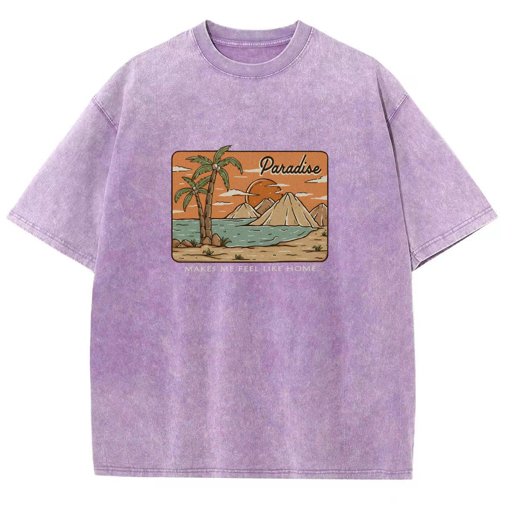 Washed T-Shirt | Unisex Fit Landscape Paradise TEE | TIDESENCE