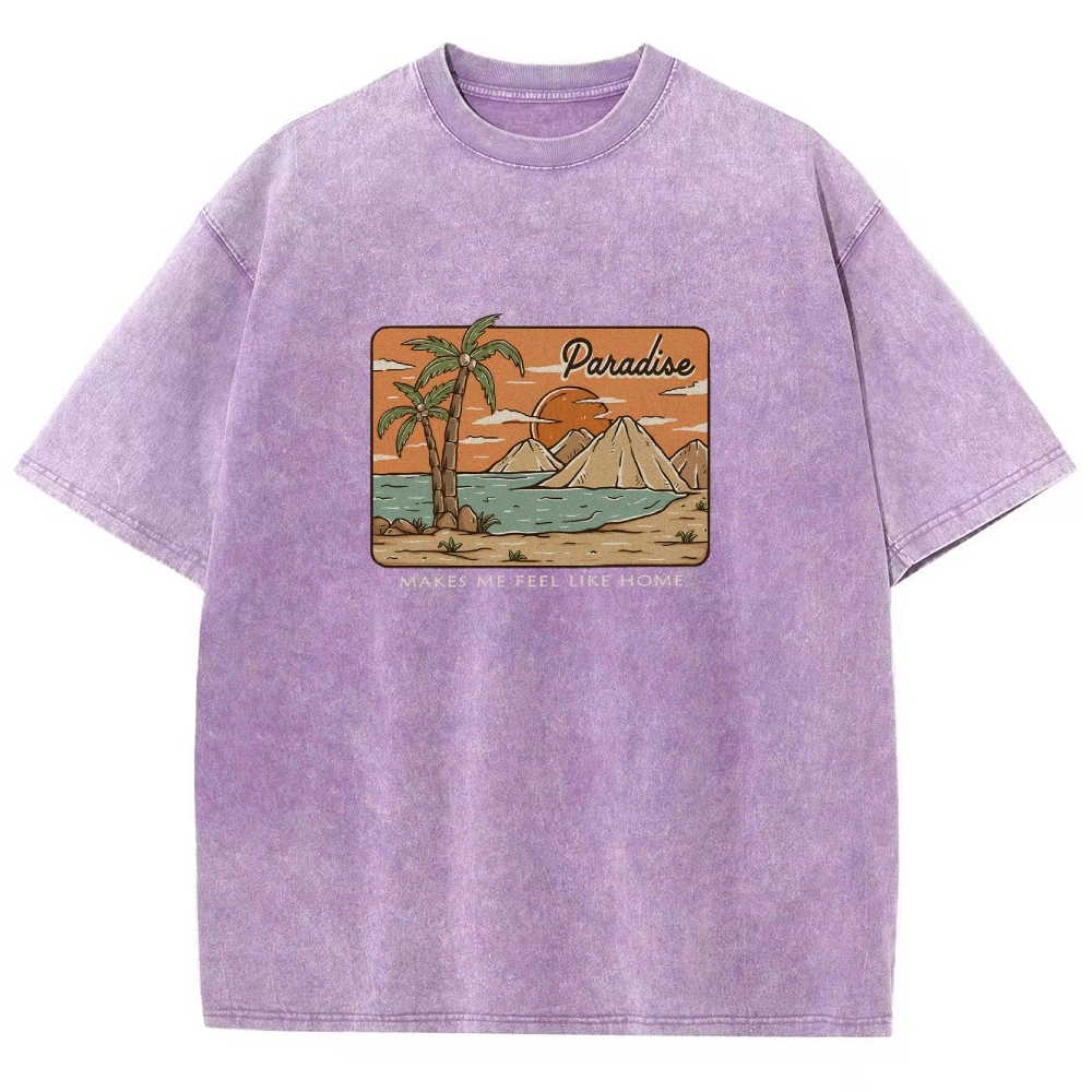 Washed T-Shirt | Unisex Fit Landscape Paradise TEE | TIDESENCE