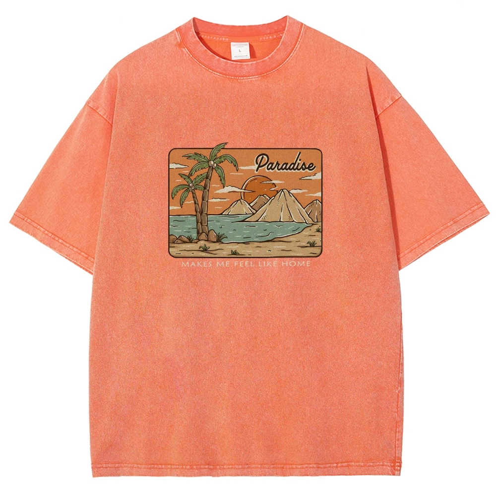 Washed T-Shirt | Unisex Fit Landscape Paradise TEE | TIDESENCE