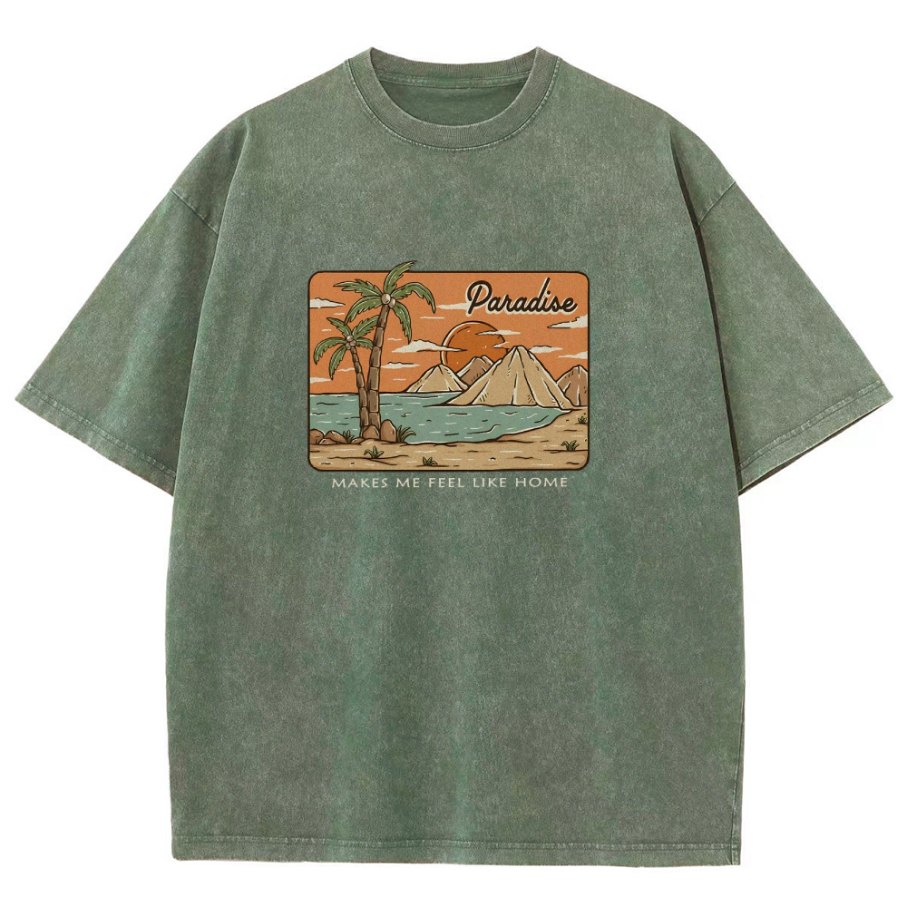 Washed T-Shirt | Unisex Fit Landscape Paradise TEE | TIDESENCE